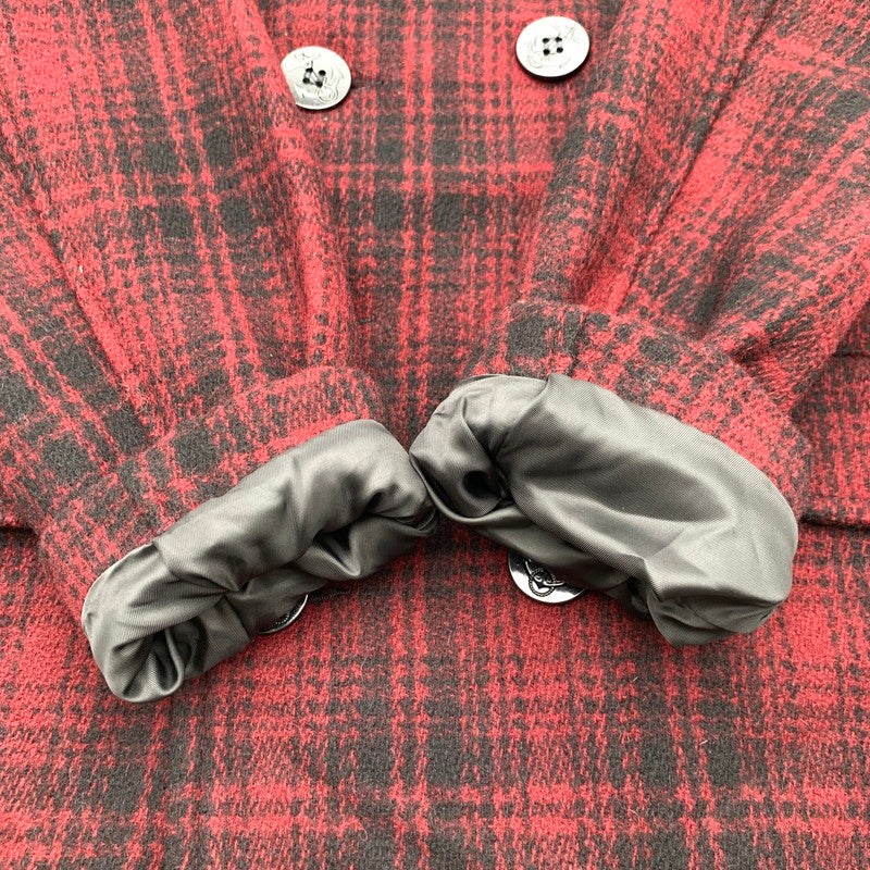 【中古品】【メンズ】 SCHOTT ショット 7427 ウールチェックPコート ピーコート チェック RED Mサイズ アウター 上着 タグ付き 145-260831-io-08-fuzh カラー：レッド 万代Net店