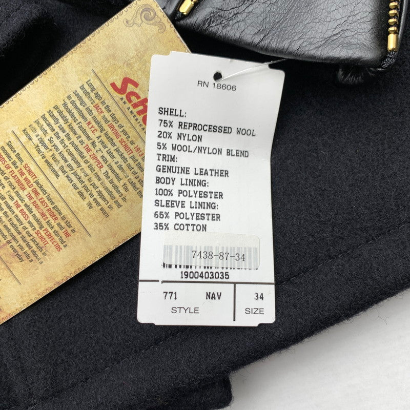 【中古品】【メンズ】 SCHOTT ショット 24KARATS Pコート NAVY 34サイズ ピーコート 上着 アウター タグ付き 145-260831-io-02-fuzh カラー：ネイビー 万代Net店