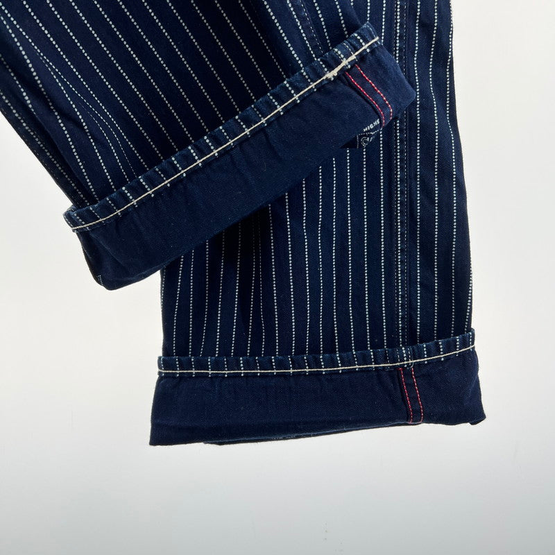 【中古品】【メンズ】 SUGAR CANE シュガーケーン WABASH STRIPE WORK PANTS ウォバッシュストライプ ワークパンツ 156-260901-ny-06-fuzh サイズ：W32 カラー：ネイビー ストライプ 万代Net店