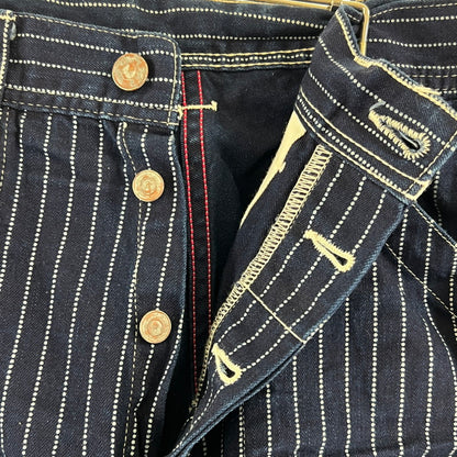 【中古品】【メンズ】 SUGAR CANE シュガーケーン WABASH STRIPE WORK PANTS ウォバッシュストライプ ワークパンツ 156-260901-ny-06-fuzh サイズ：W32 カラー：ネイビー ストライプ 万代Net店