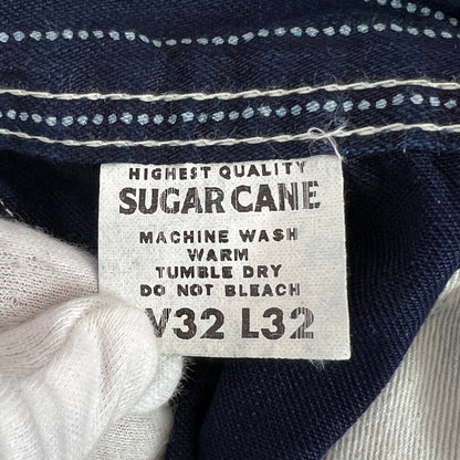 【中古品】【メンズ】 SUGAR CANE シュガーケーン WABASH STRIPE WORK PANTS ウォバッシュストライプ ワークパンツ 156-260901-ny-06-fuzh サイズ：W32 カラー：ネイビー ストライプ 万代Net店