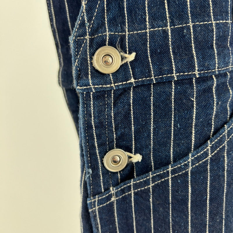 【中古品】【メンズ】 WAREHOUSE＆CO. ウエアハウス WABASH OVERALLS ウォバッシュ オーバーオール 156-260901-ny-07-fuzh サイズ：34 カラー：ネイビー ストライプ 万代Net店