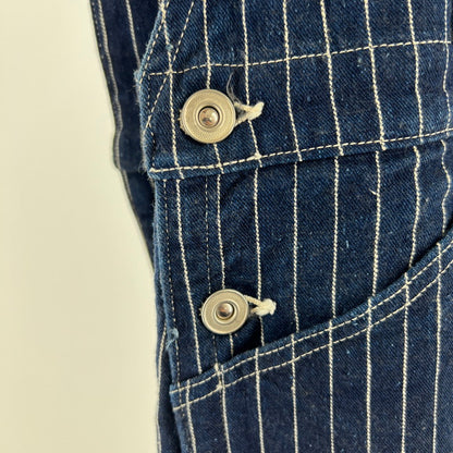 【中古品】【メンズ】 WAREHOUSE＆CO. ウエアハウス WABASH OVERALLS ウォバッシュ オーバーオール 156-260901-ny-07-fuzh サイズ：34 カラー：ネイビー ストライプ 万代Net店