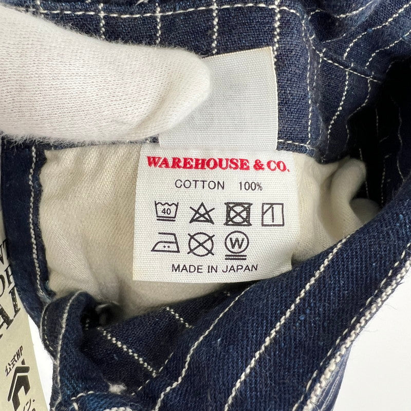 【中古品】【メンズ】 WAREHOUSE＆CO. ウエアハウス WABASH OVERALLS ウォバッシュ オーバーオール 156-260901-ny-07-fuzh サイズ：34 カラー：ネイビー ストライプ 万代Net店