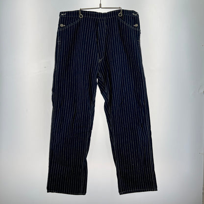 【中古品】【メンズ】 WAREHOUSE＆CO. ウエアハウス WABASH OVERALLS ウォバッシュ オーバーオール 156-260901-ny-07-fuzh サイズ：34 カラー：ネイビー ストライプ 万代Net店