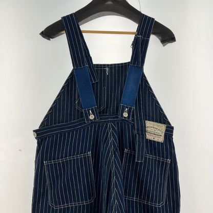 【中古品】【メンズ】 WAREHOUSE＆CO. ウエアハウス WABASH OVERALLS ウォバッシュ オーバーオール 156-260901-ny-07-fuzh サイズ：34 カラー：ネイビー ストライプ 万代Net店
