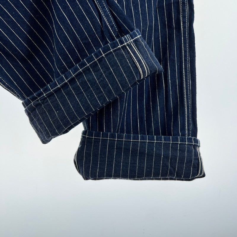 【中古品】【メンズ】 WAREHOUSE＆CO. ウエアハウス WABASH OVERALLS ウォバッシュ オーバーオール 156-260901-ny-07-fuzh サイズ：34 カラー：ネイビー ストライプ 万代Net店