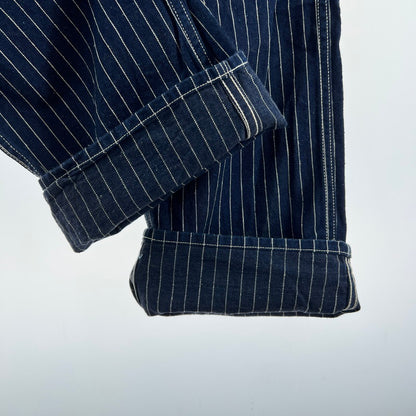 【中古品】【メンズ】 WAREHOUSE＆CO. ウエアハウス WABASH OVERALLS ウォバッシュ オーバーオール 156-260901-ny-07-fuzh サイズ：34 カラー：ネイビー ストライプ 万代Net店