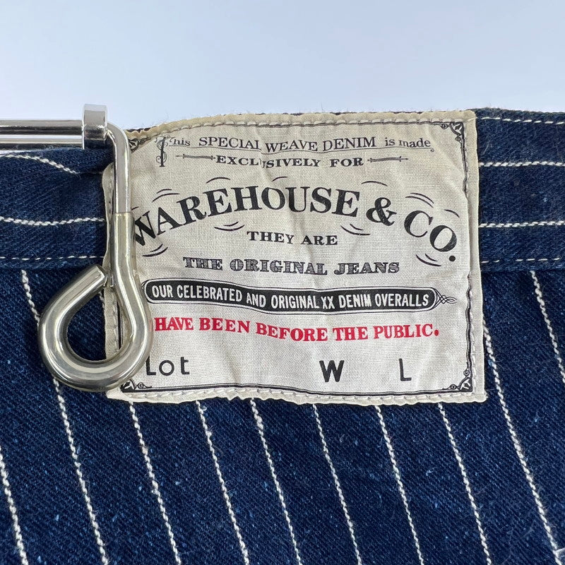 【中古品】【メンズ】 WAREHOUSE＆CO. ウエアハウス WABASH OVERALLS ウォバッシュ オーバーオール 156-260901-ny-07-fuzh サイズ：34 カラー：ネイビー ストライプ 万代Net店