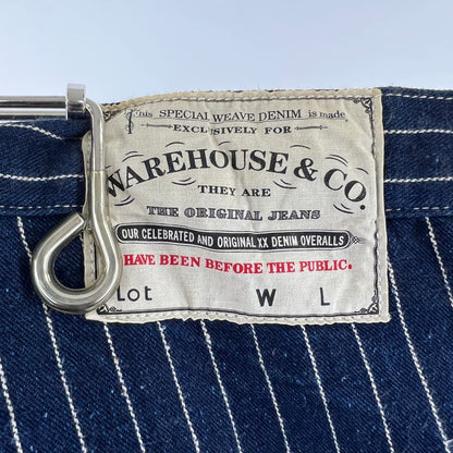 【中古品】【メンズ】 WAREHOUSE＆CO. ウエアハウス WABASH OVERALLS ウォバッシュ オーバーオール 156-260901-ny-07-fuzh サイズ：34 カラー：ネイビー ストライプ 万代Net店