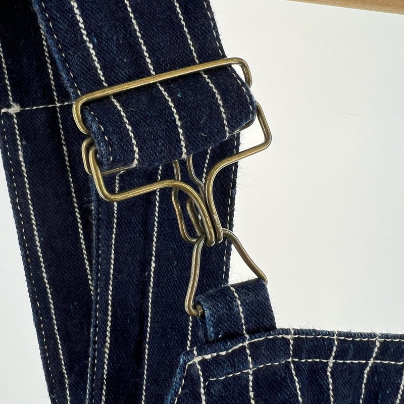 【中古品】【メンズ】 WAREHOUSE＆CO. ウエアハウス WABASH OVERALLS ウォバッシュ オーバーオール 156-260901-ny-07-fuzh サイズ：34 カラー：ネイビー ストライプ 万代Net店