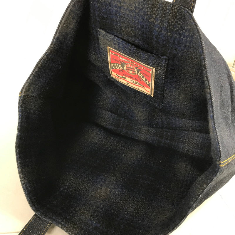 【中古品】【メンズ】 CUSHMAN クッシュマン REVERSIBLE TOTE BAG デニム チェックリバーシブル トートバッグ カバン バッグ 188-260903-mh-04-fuzh カラー：インディゴブルー 万代Net店