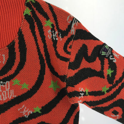 【中古品】【メンズ】 PURSER パーサー ニット 橙.黒.総柄 SIZE:M ネックZIP 派手柄ニット 147-260916-ky-01-fuzh 万代Net店