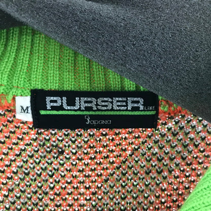 【中古品】【メンズ】 PURSER パーサー ニット 橙.黒.総柄 SIZE:M ネックZIP 派手柄ニット 147-260916-ky-01-fuzh 万代Net店