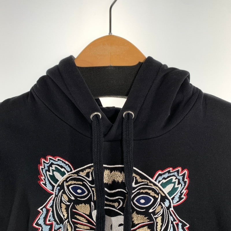 【中古品】【メンズ】 KENZO ケンゾー 刺繍 ロゴ パーカー 長袖 トップス 古着 140-260906-mh-03-fuzh サイズ：S カラー：ブラック 万代Net店