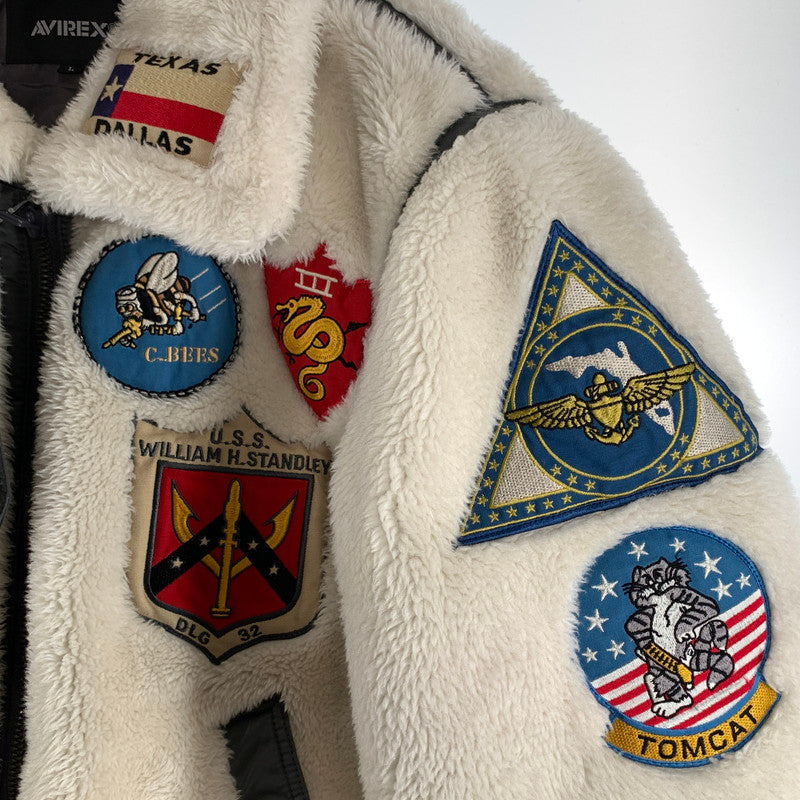 【中古品】【メンズ】 AVIREX アヴィレックス B-3 JACKET ボア ジャケット アウター コート 古着 144-260906-mh-02-fuzh サイズ：L カラー：ホワイト 万代Net店