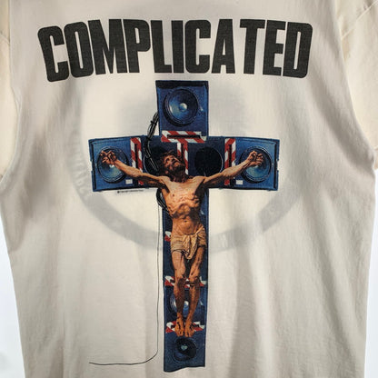 【中古品】【メンズ】 SAINT MICHAEL セントマイケル 河村康輔 SM-A23-0000-C18 COMPLICATED プリント Tシャツ 半袖 トップス 古着 142-260906-mh-06-fuzh サイズ：L カラー：ホワイト 万代Net店