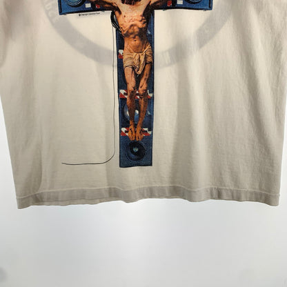 【中古品】【メンズ】 SAINT MICHAEL セントマイケル 河村康輔 SM-A23-0000-C18 COMPLICATED プリント Tシャツ 半袖 トップス 古着 142-260906-mh-06-fuzh サイズ：L カラー：ホワイト 万代Net店