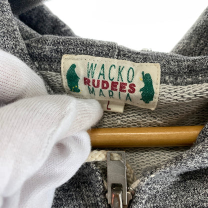 【中古品】【メンズ】 WACKO MARIA ワコマリア ジップパーカー フーディー 杢GRAY/SIZE:L/バックプリント(マリア) ※ほつれ・色落ち・使用感有 140-260916-io-08-fuzh カラー：杢グレー 万代Net店