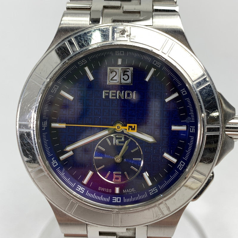【中古品】【メンズ】 FENDI フェンディ ハイスピード 4700G ステンレススチール SS クォーツ 紺文字盤 腕時計 時計 183-260907-mh-02-fuz カラー：シルバー（文字盤ネイビー） 万代Net店