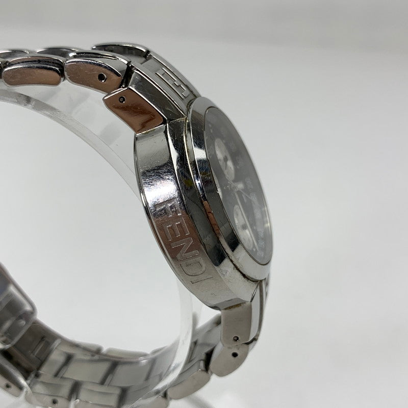 【中古品】【メンズ】 FENDI フェンディ オロロジ クロノグラフ 4500G ステンレススチール SS クォーツ 黒文字盤 腕時計 時計 182-260907-mh-01-fuz カラー：シルバー（文字盤ブラック） 万代Net店