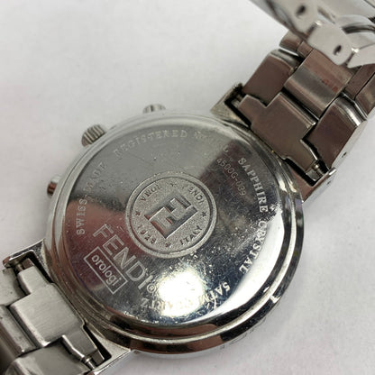【中古品】【メンズ】 FENDI フェンディ オロロジ クロノグラフ 4500G ステンレススチール SS クォーツ 黒文字盤 腕時計 時計 182-260907-mh-01-fuz カラー：シルバー（文字盤ブラック） 万代Net店