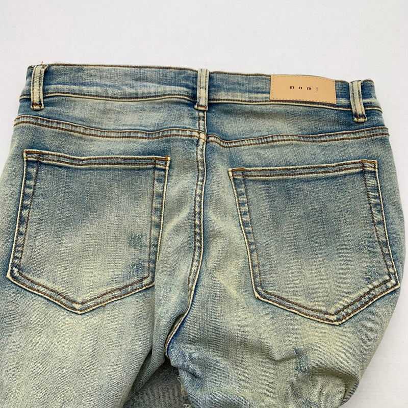 【中古品】【メンズ】 MNML RN139488 STRETCH DENIM ストレッチデニム パンツ ジーンズ ジーパン INDIGO ダメージ加工 バンダナ柄 SIZE:32 153-260909-io-06-fuzh カラー：インディゴ 万代Net店