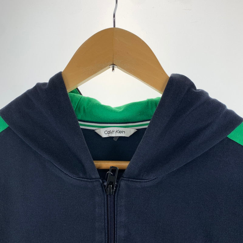 【中古品】【メンズ】 CALVIN KLEIN カルバンクライン ZIP PARKA ジップ パーカー トップス 長袖 古着 141-261009-mh-06-fuzh サイズ：XL カラー：ネイビー・ホワイト・グリーン 万代Net店