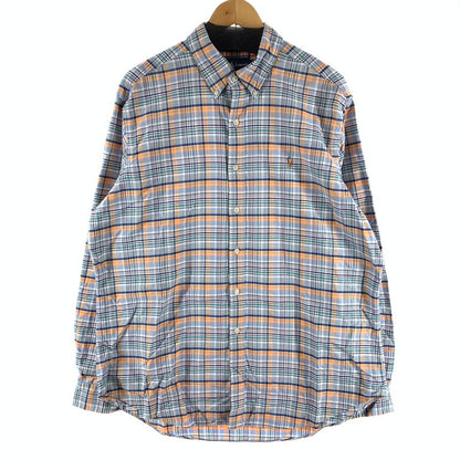 【中古品】【メンズ】 RALPH LAUREN ラルフローレン CHECK SHIRT 長袖チェックシャツ ブランド 古着 145-260923-gm-03-fuzh サイズ：XL カラー：ブルー オレンジ チェック 万代Net店