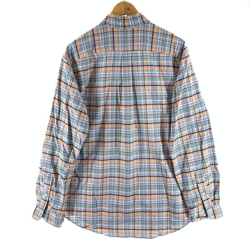 【中古品】【メンズ】 RALPH LAUREN ラルフローレン CHECK SHIRT 長袖チェックシャツ ブランド 古着 145-260923-gm-03-fuzh サイズ：XL カラー：ブルー オレンジ チェック 万代Net店