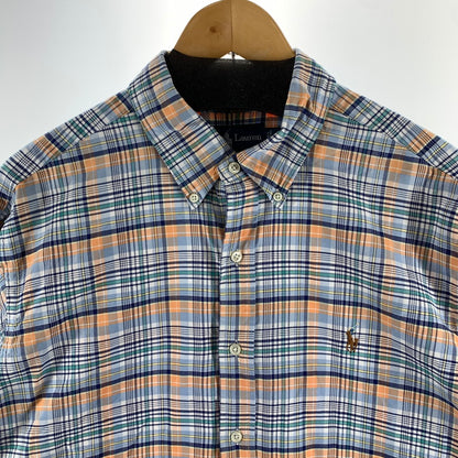 【中古品】【メンズ】 RALPH LAUREN ラルフローレン CHECK SHIRT 長袖チェックシャツ ブランド 古着 145-260923-gm-03-fuzh サイズ：XL カラー：ブルー オレンジ チェック 万代Net店