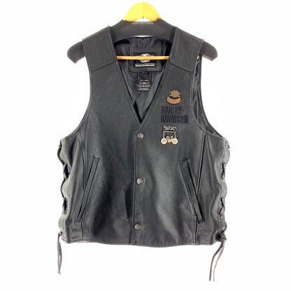 【中古品】【メンズ】 HARLEY-DAVIDSON ハーレーダビットソン 98007-11VM TRADITION LEATHER VEST レザーベスト BLACK/SIZE:L 145-260909-io-04-fuzh カラー：ブラック 万代Net店