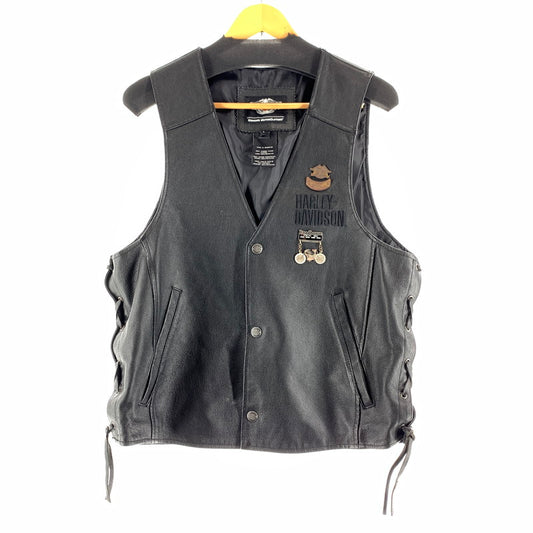 【中古品】【メンズ】 HARLEY-DAVIDSON ハーレーダビットソン 98007-11VM TRADITION LEATHER VEST レザーベスト BLACK/SIZE:L 145-260909-io-04-fuzh カラー：ブラック 万代Net店