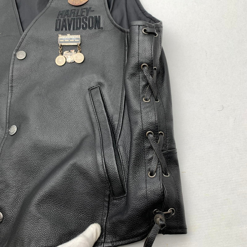 【中古品】【メンズ】 HARLEY-DAVIDSON ハーレーダビットソン 98007-11VM TRADITION LEATHER VEST レザーベスト BLACK/SIZE:L 145-260909-io-04-fuzh カラー：ブラック 万代Net店