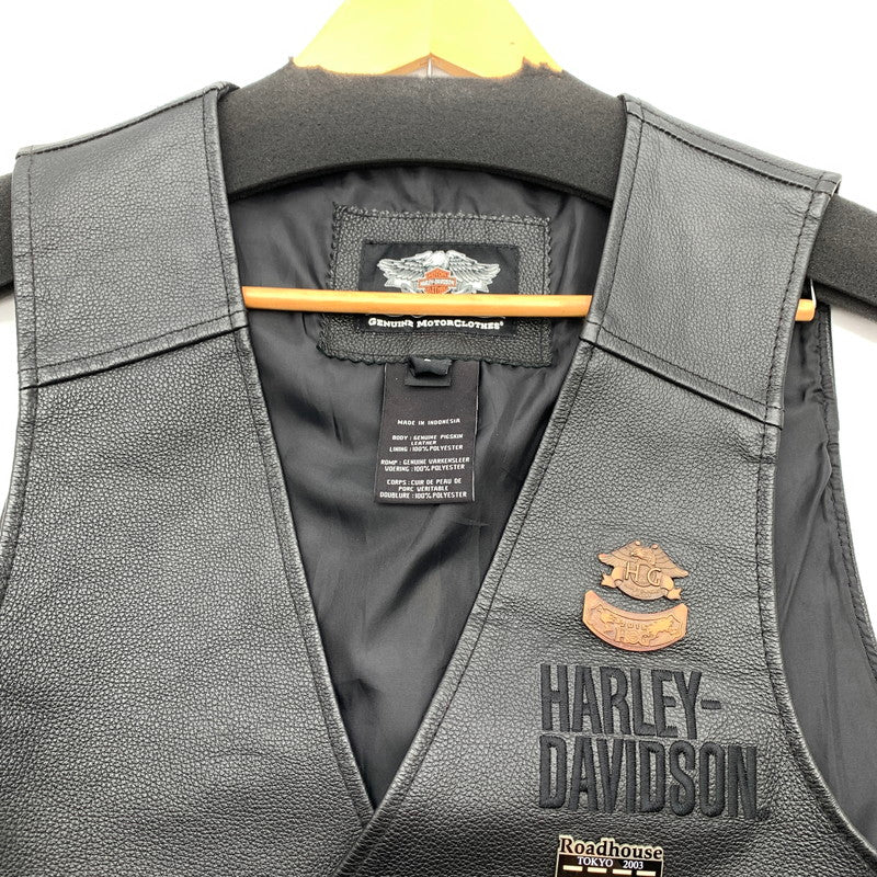 【中古品】【メンズ】 HARLEY-DAVIDSON ハーレーダビットソン 98007-11VM TRADITION LEATHER VEST レザーベスト BLACK/SIZE:L 145-260909-io-04-fuzh カラー：ブラック 万代Net店