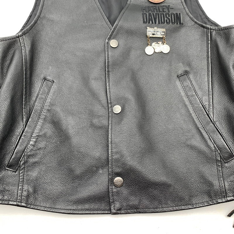 【中古品】【メンズ】 HARLEY-DAVIDSON ハーレーダビットソン 98007-11VM TRADITION LEATHER VEST レザーベスト BLACK/SIZE:L 145-260909-io-04-fuzh カラー：ブラック 万代Net店