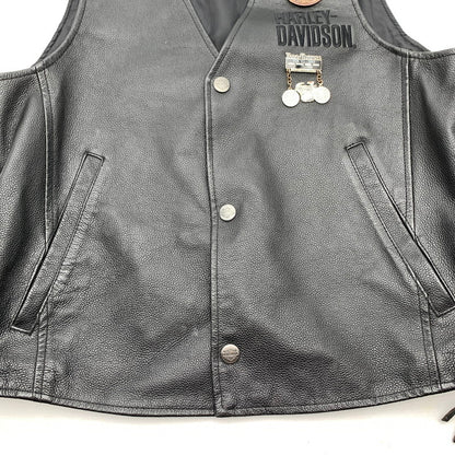 【中古品】【メンズ】 HARLEY-DAVIDSON ハーレーダビットソン 98007-11VM TRADITION LEATHER VEST レザーベスト BLACK/SIZE:L 145-260909-io-04-fuzh カラー：ブラック 万代Net店