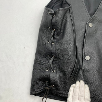 【中古品】【メンズ】 HARLEY-DAVIDSON ハーレーダビットソン 98007-11VM TRADITION LEATHER VEST レザーベスト BLACK/SIZE:L 145-260909-io-04-fuzh カラー：ブラック 万代Net店