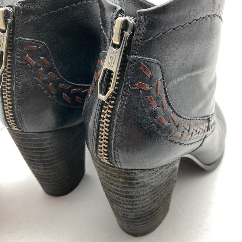 【中古品】【レディース】 UGG アグ F30014G レザー ショートブーツ 靴 167-260929-vt-91-fuzh サイズ：24.0cm カラー：ブラック 万代Net店