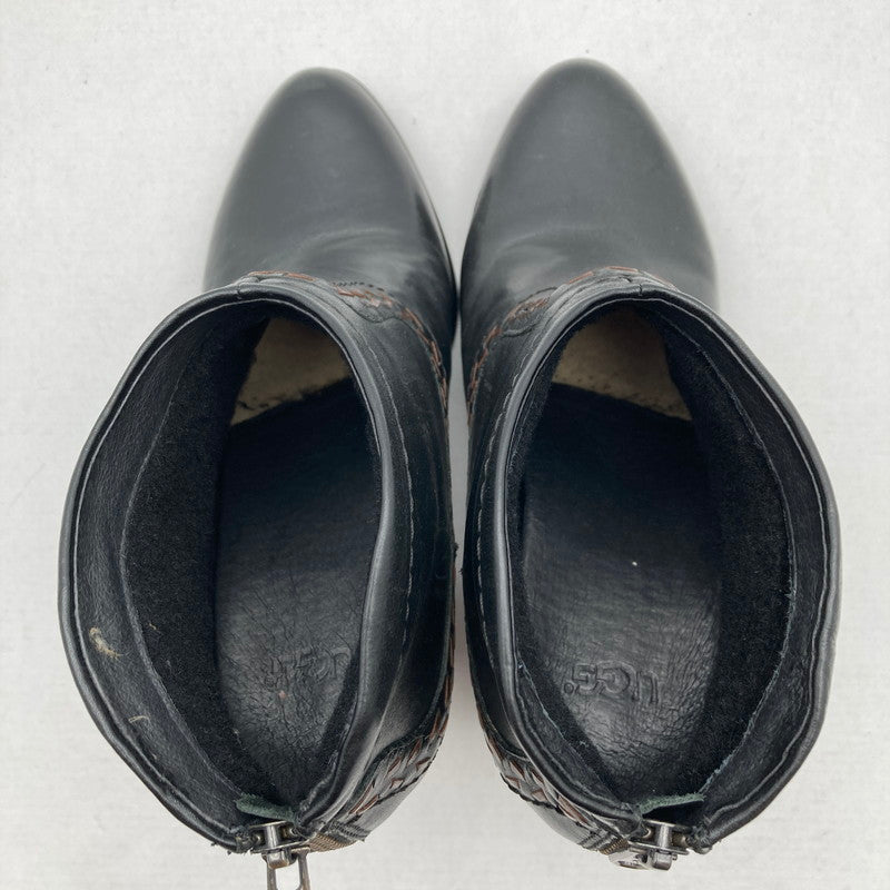 【中古品】【レディース】 UGG アグ F30014G レザー ショートブーツ 靴 167-260929-vt-91-fuzh サイズ：24.0cm カラー：ブラック 万代Net店