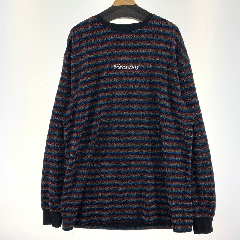 【中古品】【メンズ】 PLEASURES プレジャーズ 長袖Tシャツ MULTIボーダー.ラメ SIZE:XL ※手首毛玉あり・ひきつれ・糸の飛び出しあり 142-260917-io-20-fuzh カラー：マルチ 万代Net店