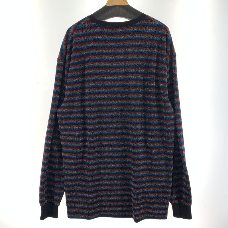 【中古品】【メンズ】 PLEASURES プレジャーズ 長袖Tシャツ MULTIボーダー.ラメ SIZE:XL ※手首毛玉あり・ひきつれ・糸の飛び出しあり 142-260917-io-20-fuzh カラー：マルチ 万代Net店