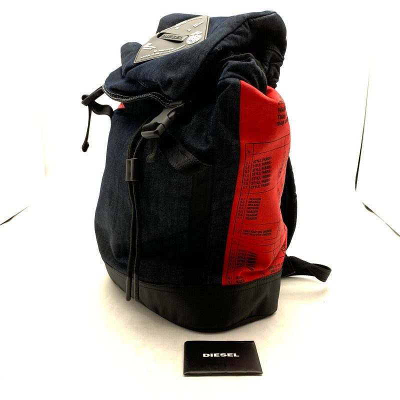 【中古品】【メンズ】 DIESEL ディーゼル BACKPACK バックパック リュック BLACK.RED/Wベルトバックル ※スレ・使用感有 カバン バッグ かばん 鞄 188-260909-io-01-fuzh カラー：ブラックレッド 万代Net店