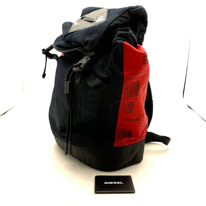 【中古品】【メンズ】 DIESEL ディーゼル BACKPACK バックパック リュック BLACK.RED/Wベルトバックル ※スレ・使用感有 カバン バッグ かばん 鞄 188-260909-io-01-fuzh カラー：ブラックレッド 万代Net店