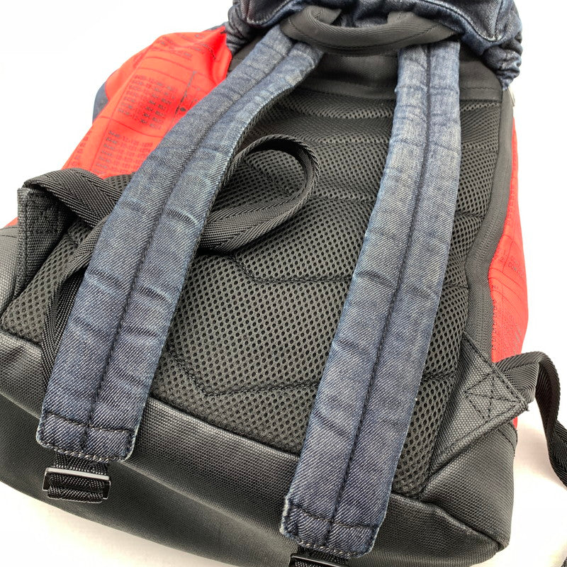 【中古品】【メンズ】 DIESEL ディーゼル BACKPACK バックパック リュック BLACK.RED/Wベルトバックル ※スレ・使用感有 カバン バッグ かばん 鞄 188-260909-io-01-fuzh カラー：ブラックレッド 万代Net店