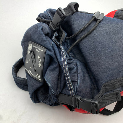 【中古品】【メンズ】 DIESEL ディーゼル BACKPACK バックパック リュック BLACK.RED/Wベルトバックル ※スレ・使用感有 カバン バッグ かばん 鞄 188-260909-io-01-fuzh カラー：ブラックレッド 万代Net店