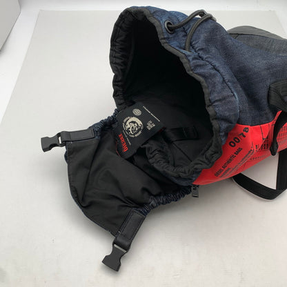 【中古品】【メンズ】 DIESEL ディーゼル BACKPACK バックパック リュック BLACK.RED/Wベルトバックル ※スレ・使用感有 カバン バッグ かばん 鞄 188-260909-io-01-fuzh カラー：ブラックレッド 万代Net店
