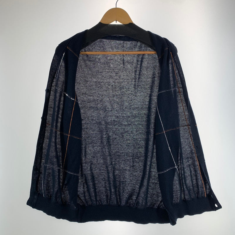 【中古品】【メンズ】 BURBERRY LONDON バーバリー ロンドン LINEN ニット ベスト トップス 古着 141-261009-mh-10-fuzh サイズ：L カラー：ブラック・チェック 万代Net店