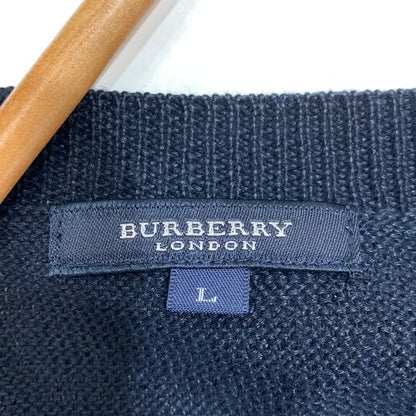 【中古品】【メンズ】 BURBERRY LONDON バーバリー ロンドン LINEN ニット ベスト トップス 古着 141-261009-mh-10-fuzh サイズ：L カラー：ブラック・チェック 万代Net店