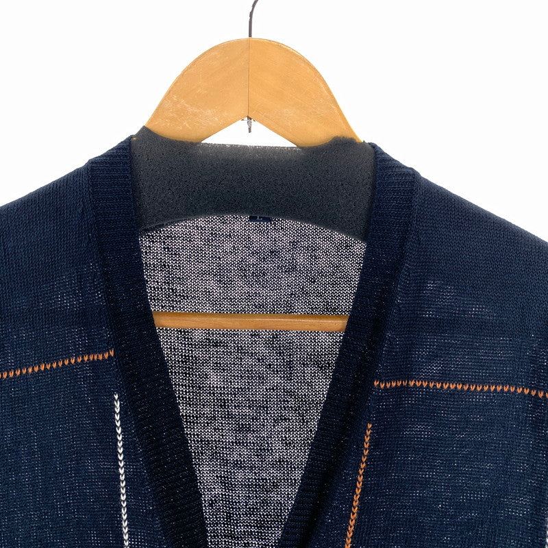 【中古品】【メンズ】 BURBERRY LONDON バーバリー ロンドン LINEN ニット ベスト トップス 古着 141-261009-mh-10-fuzh サイズ：L カラー：ブラック・チェック 万代Net店